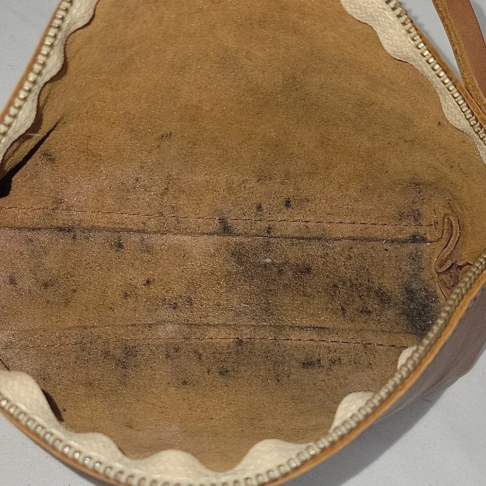 Portland Leather Goods Cognac Brown Cosmetic Make-up Zip Pouch Bag